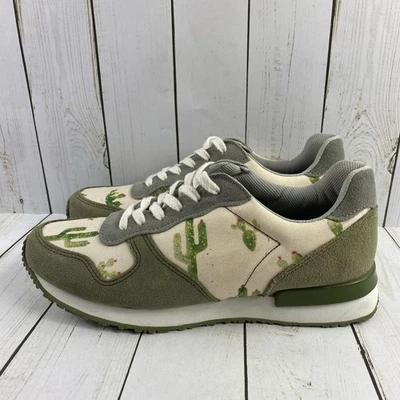 Inkkas Prickly Jogger Green Beige Cactus Print Running Shoes Women’s Size 10 - Image 1 of 4