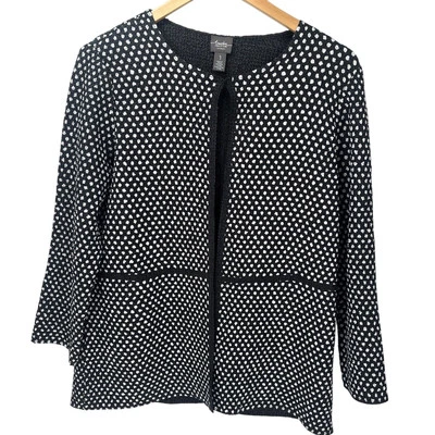 Chaqueta Chico's Mujer Mediana Negra Blanca Texturizada Lunares Cierre de Gancho Único Foto 1 de 4
