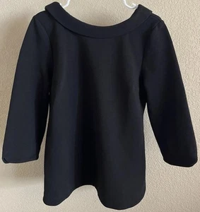 BODEN Black Ribbed Scoop Thick 3/4 Sleeve Shirt Women’s size 10 - Picture 1 of 8