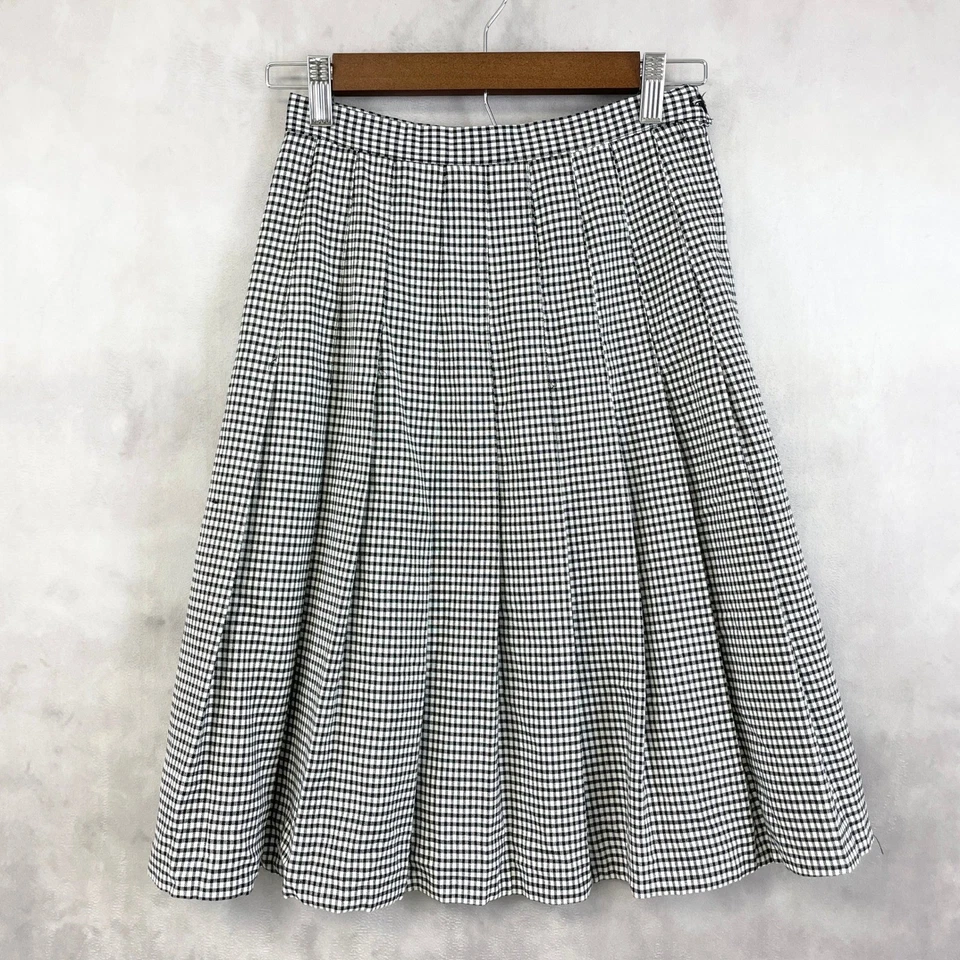 Saia Gingham Feminina Briggs New York XS/S Midi Preppy Academia Retrô Dinheiro Antigo - Imagem 1 de 4