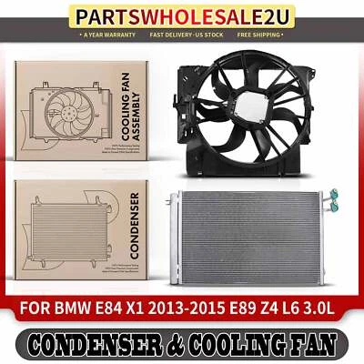 Новый конденсатор переменного тока и вентилятор охлаждения в сборе комплект для BMW X1 2013-2015 Z4 09-11 15-16 - Изображение 1 из 4