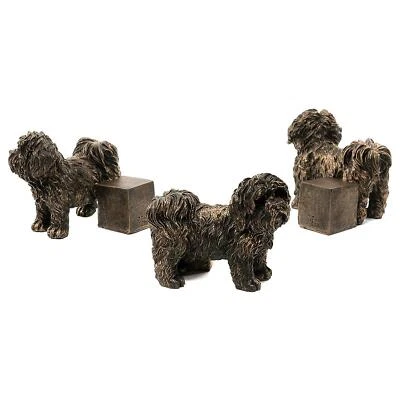 Juego de 3 adornos de plantas de jardín bronceados de poliresina para perros Shih Tzu para orinal Foto 1 de 2