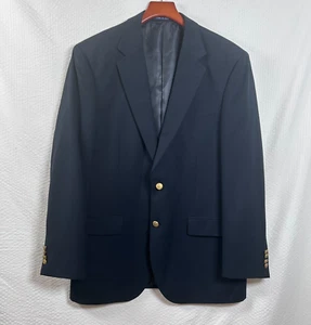 Alan Flusser Mens Black 42R Blazer Sports Jacket Gold Tone Buttons Single Breast - Picture 1 of 17
