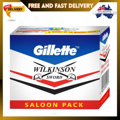 100 X Gillette Wilkinson Sword Double Edge Safety Razor Blades Saloon Pack - image 1 of 2
