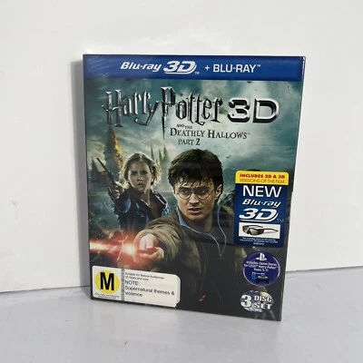Harry Potter And The Deathly Hallows Part 2 Blu-ray -  3D + 2D - R4 - VGC - Image 1 of 4