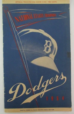 1954 Brooklyn Dodgers vs. New York Giants Score Card, Scored, HOFers Mays et al - Image 1 of 4