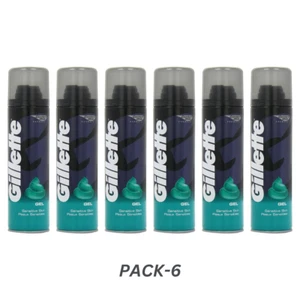 Gillette Classic Sensitive Skin Shaving Gel 200ml x6 - Picture 1 of 3