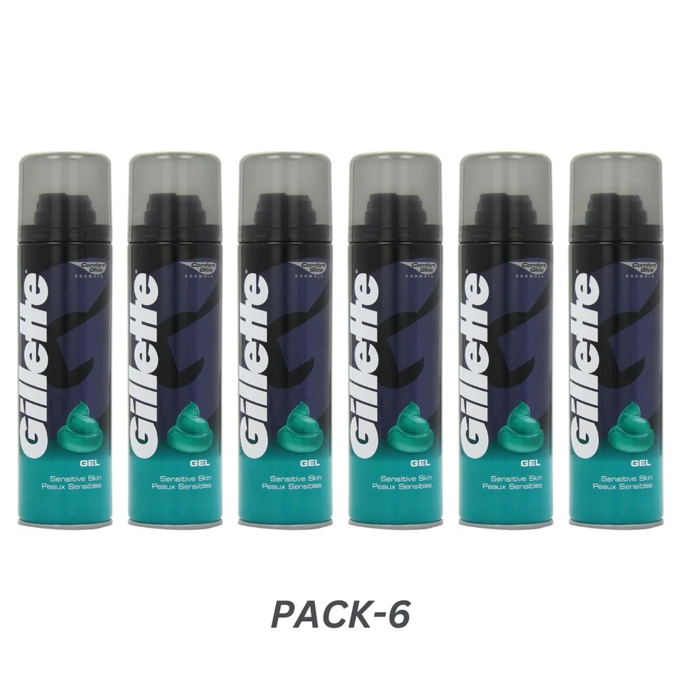 Gillette Classic Sensitive Skin Shaving Gel 200ml x6