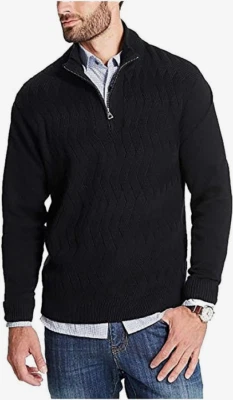 Weatherproof Men’s ¼ Zip Sweater, Black, XXL - Image 1 of 2