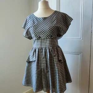 Dahlia Dress size 8 10 Grey Gingham Check Cotton Emo Goth Grey - Picture 1 of 11