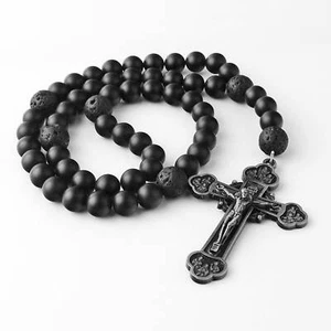 Matte Black Onyx Rosary Beads - Picture 1 of 3