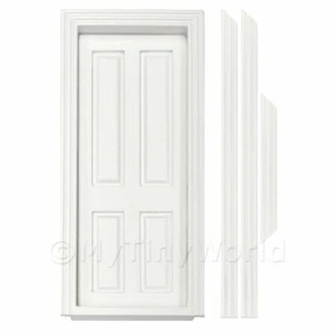 Dolls House Miniature Internal White Painted 4 Panel Door - Picture 1 of 1