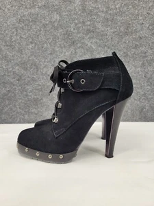 Colin Stuart Stiletto Bootie Womens 9.5 Studded Side Zip Leather Upper Black - Picture 1 of 14