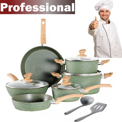 12Piece Pots and Pans Set Nonstick Induction Cookware Set Granite Coated Pot Set