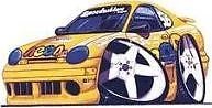 Dodge Neon ACR Racing Yellow Cartoon T-shirt scca plymouth sport in Sizes S-3XL - Image 1 of 2