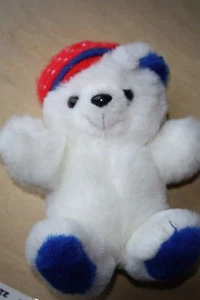 1990 Fairview White Bear Blue Paw Stocking Hat Collectible Toy Stuffed Animal - Picture 1 of 2