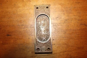 Antique Cast Bronze Pocket Door Escutcheon Flower Pot & Vines S-18 - Picture 1 of 4