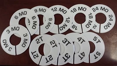 DISCOUNTSIZING LOT Infant / Toddler Clothing Rack Size Dividers Set Round Hanger Retail Store