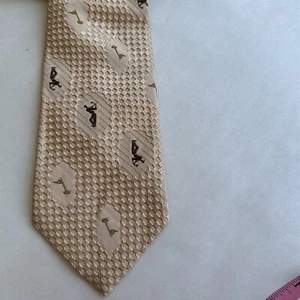Vintage Tie Forbes and Wallace Mens Golf Theme Textured Check Figural Beige - Picture 1 of 6
