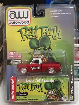 Auto Word Ultra Red Rat Fink 1978 Chevrolet Cheyenne C10 Chase (NG04) - Immagine 1 di 4