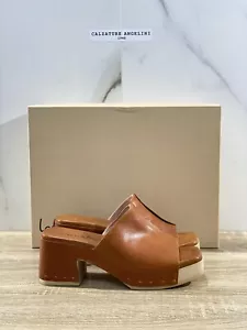 Lorena Paggi Zoccolo Donna In Pelle Cuoio Vero Legno Made In Italy 39 - Foto 1 di 6
