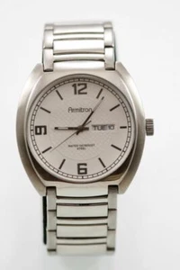 Armitron Men Watch Stainless Steel Battery Water Resist Day Date White Quartz - Picture 1 of 3