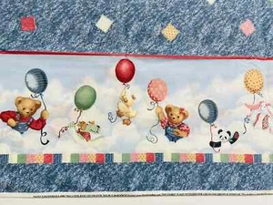 Daisy Kingdom 4996 Ballonfahrt Bär Doppelrand Stoff - Bild 1 von 3