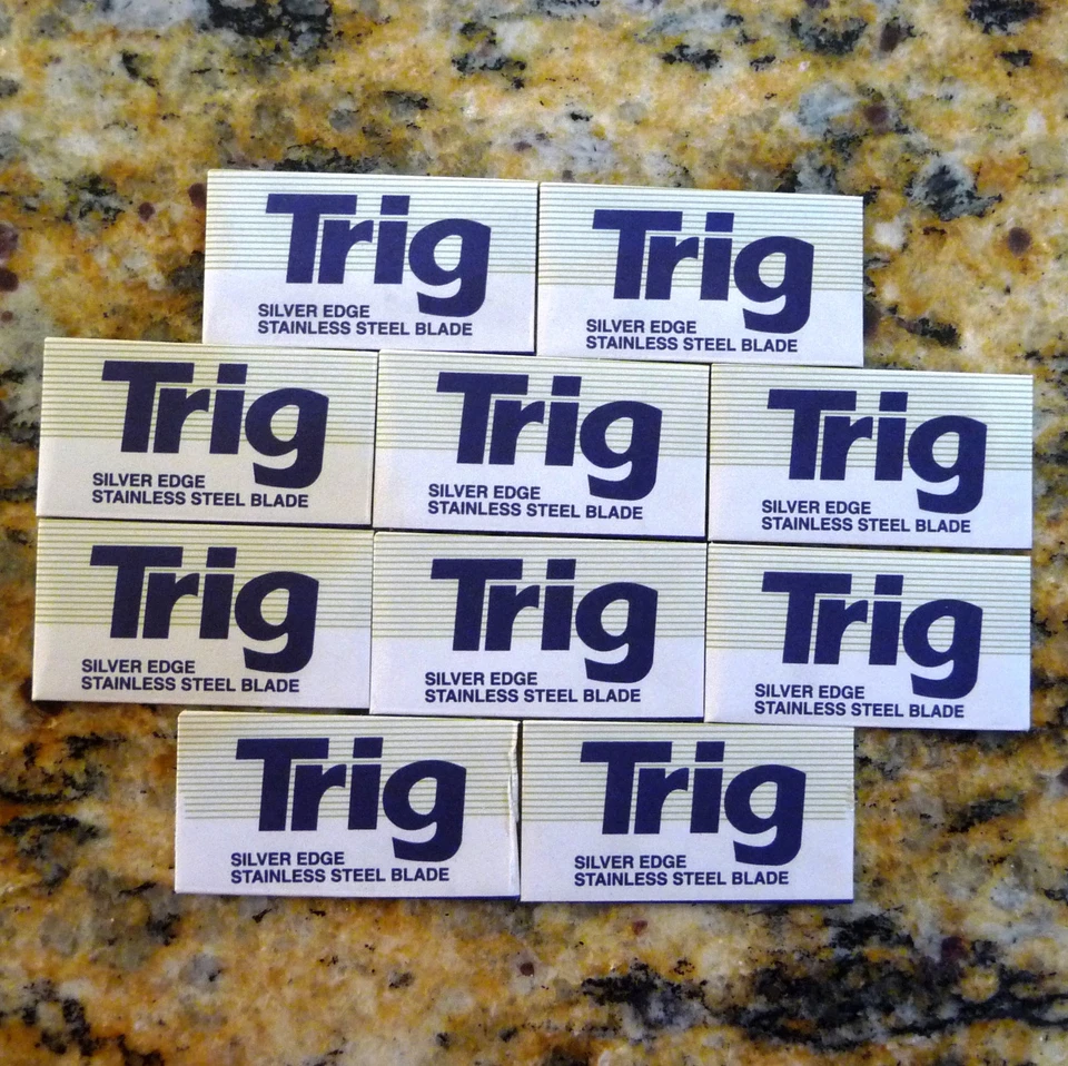10 hojas de afeitar Trig Silver Edge de acero inoxidable de doble filo Foto 1 de 1