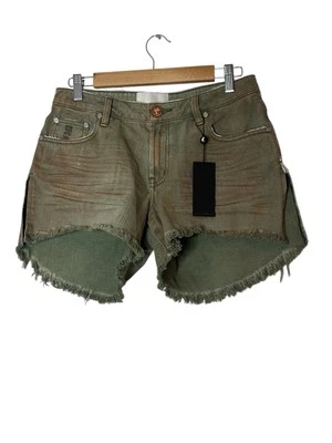 Pantalones Cortos Jean One Teaspoon Mujer 26 Verde Dorado Envejecido Verano Vacaciones Nuevos Foto 1 de 4