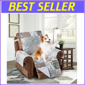 Luxury Quilted Recliner Slipcover - Slip Resistant for Indoor Use, Latte Grey - Picture 1 of 9