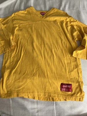 Camisa lisa vintage Rawlings auténtica ropa deportiva talla L amarilla/dorada manga 3/4 Foto 1 de 4