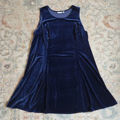 Susan Graver бархата бархата без рукавов трапеции Shift платье темно-синий 3 X плюс готики - Изображение 1 из 4