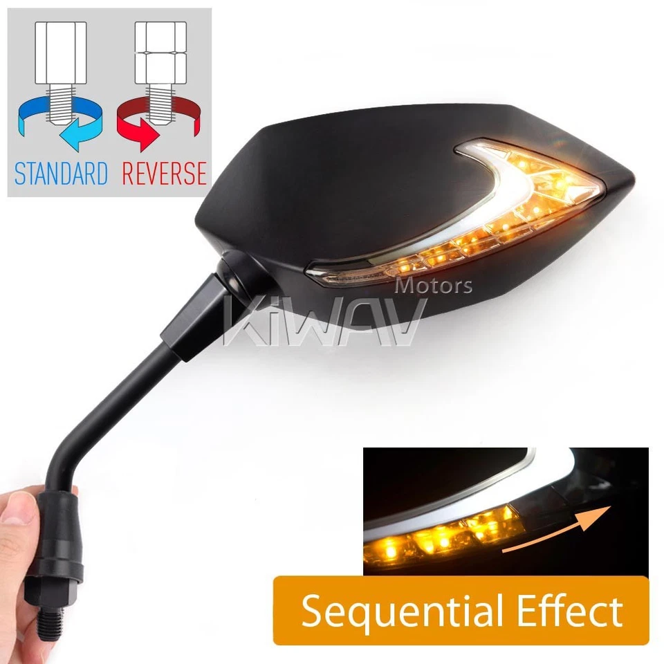 Mirror sequential dual LED Lucifer neat 10mm standard reverse for Yamaha bike ε - Image 1 of 4