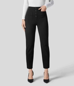 Halara Flex High Waisted Button Multiple Pockets Ankle Work Pants Small Petite - Picture 1 of 2