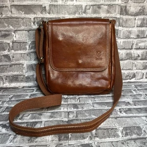 Vera Pelle Brown Italian Designer Leather Purse Crossbody Shoulder Bag - Picture 1 of 10