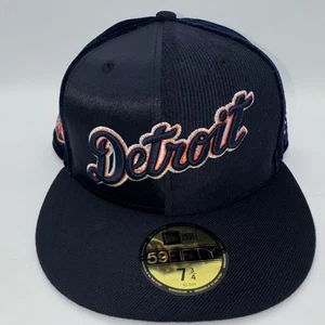 New Era 59Fifty Detroit Tigers 7 3/4 Blau Satin/Cord/Samt Mütze Stadium MLB - Bild 1 von 14
