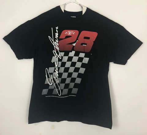 Vtg 90’s Ernie Irvan #28 Texaco Havoline Racing Nascar Checkered Flag Men’s XL Cover
