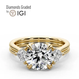 IGI Certified 4.00 CT Round Diamond Engagement Ring F VS2 14k Yellow Gold - Picture 1 of 12