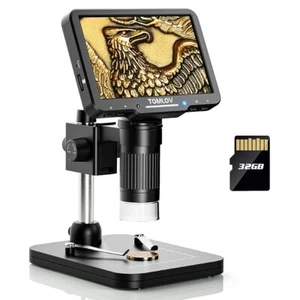 TOMLOV DM5 Digitalmikroskop 5-1000x Vergrößern Münzlupe mit 5Zoll Bildschirm 32G - Bild 1 von 9