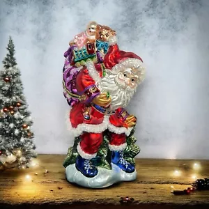 Dept 56 Mercury Glass Santa with Toys Tabletop Hand Painted Centerpiece 13" READ - Picture 1 of 15