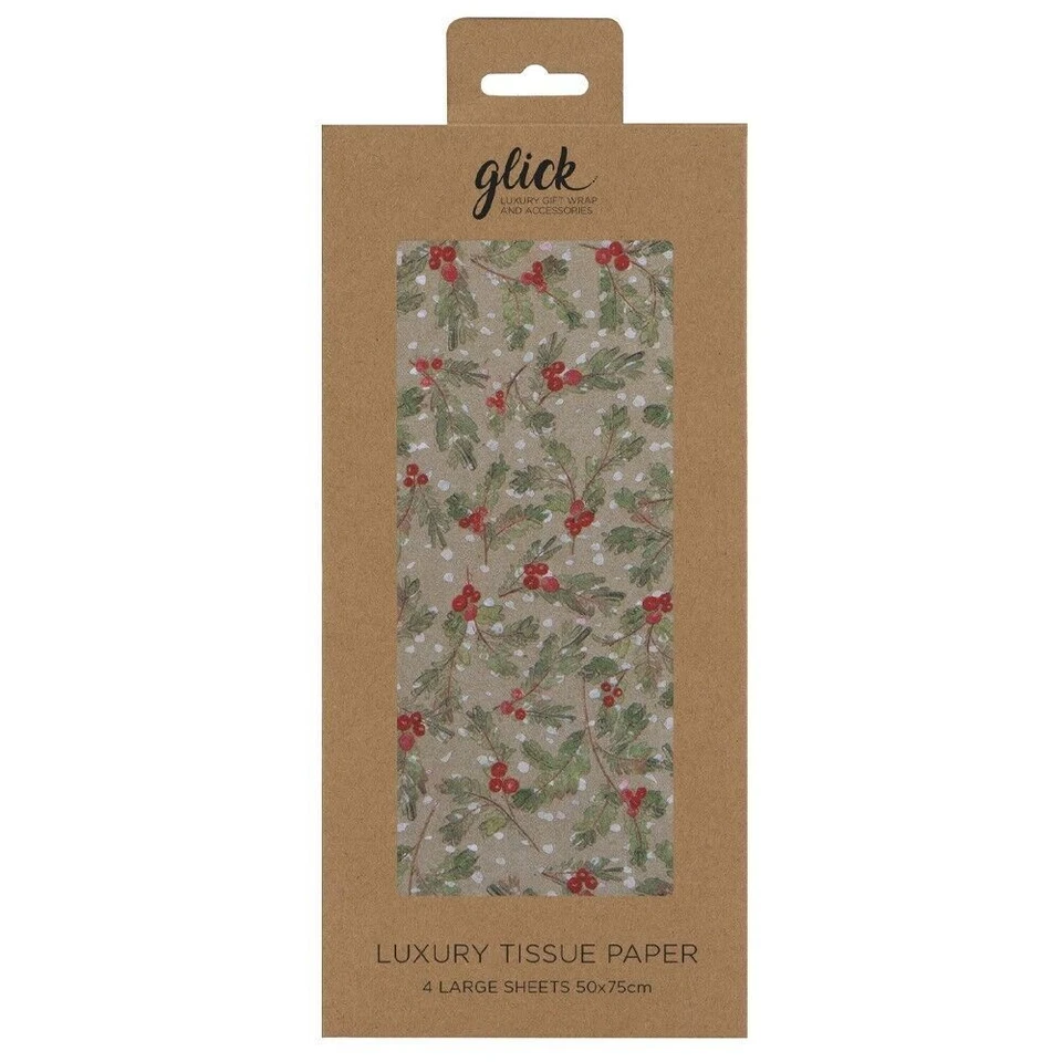 Golden Sprigs Christmas Glick 4 sheets tissue wrapping paper 50 x 75 cm - Image 1 of 1