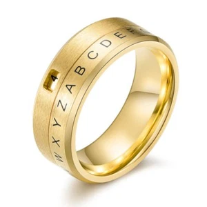 Anillo de regalo cepillado con letras de acero titanio de 8 mm para hombre talla 7-11 - Imagen 1 de 13