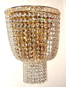 Set TWO Austrian Swarovski Crystal wall mounting chandeliers 18x18 inch - Picture 1 of 12