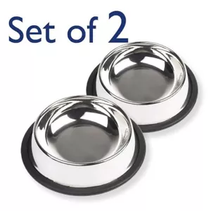 Dog Bowls Non Slip Stainless Steel Indoor Outdoor Puppy Dish Water Food Feeding - Picture 1 of 5