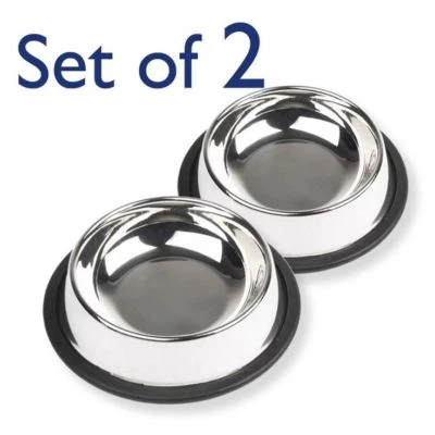 PREMIER GOODS - OUR PETS FIRST Dog Bowls Non Slip Stainless Steel Indoor Outdoor Puppy Dish Water Food Feeding