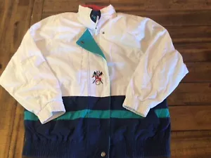 Vintage 80's Izzi Women's Jacket Size Small Nautical white Blue turquoise Pads - Picture 1 of 5