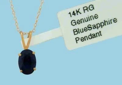 GENUINO COLGANTE ZAFIRO AZUL ORO ROSA 14K 0,78 Cts - Valoración Certificado Gratuito Foto 1 de 4