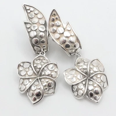 John Hardy Sterling Silver Ayu Dot Frangipani Flower Drop Earrings - Image 1 of 4
