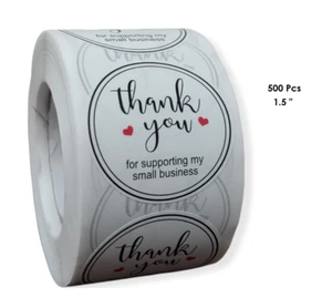 500Pcs 1.5" THANK YOU STICKERS SUPPORTING MY SMALL BUSINESS ENVELOPE SEALS - Picture 1 of 1