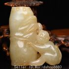 2.7' Old Chinese Hetian Jade Carved Bamboo Fengshui Zodiac Monkey Amulet Pendant